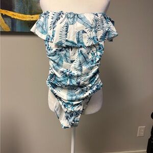 La Blanca Blue and White Floral One Piece Swimsuit